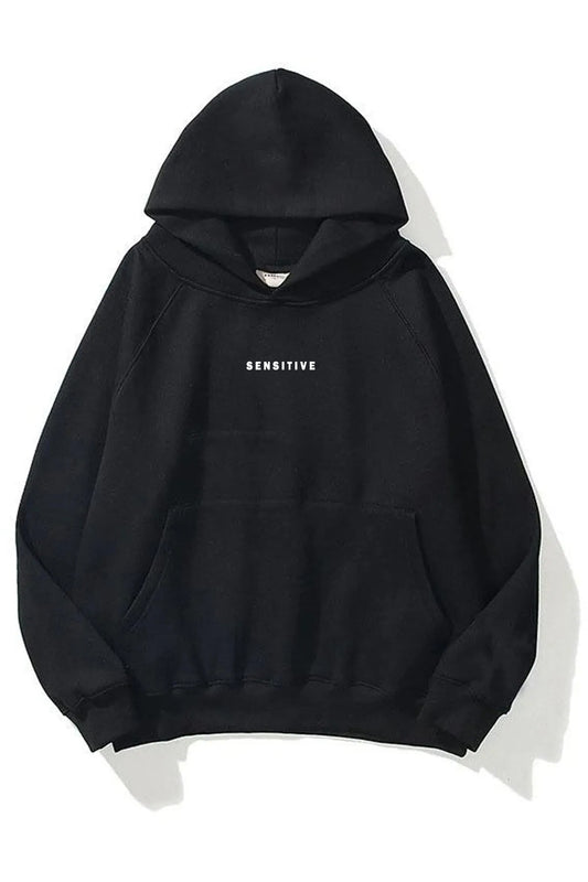 SENSITIVE Unısex Baskılı Oversize Kapşonlu Sweatshirt