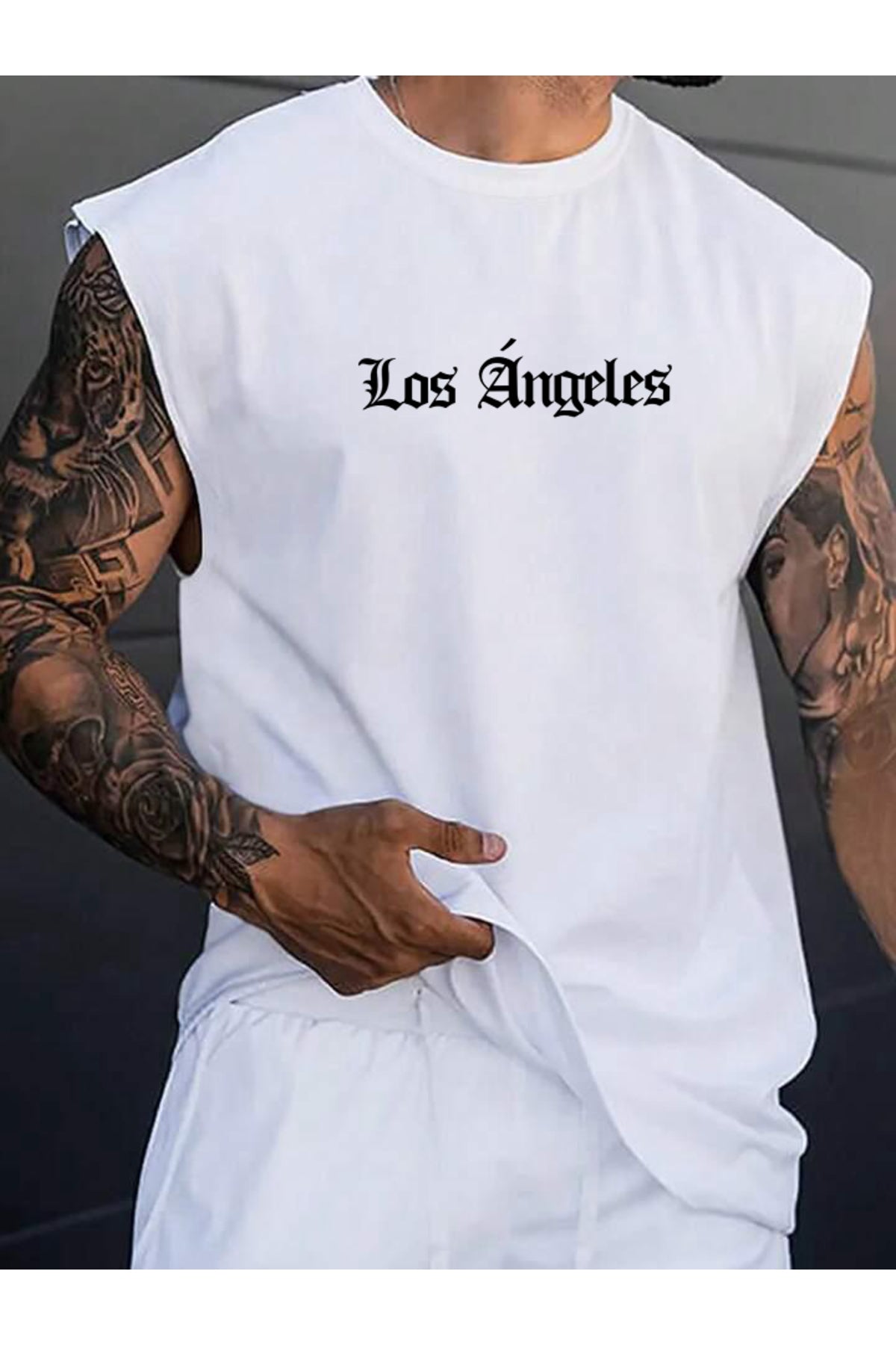 Los Angeles Baskılı Sıfır Kol Tshirt