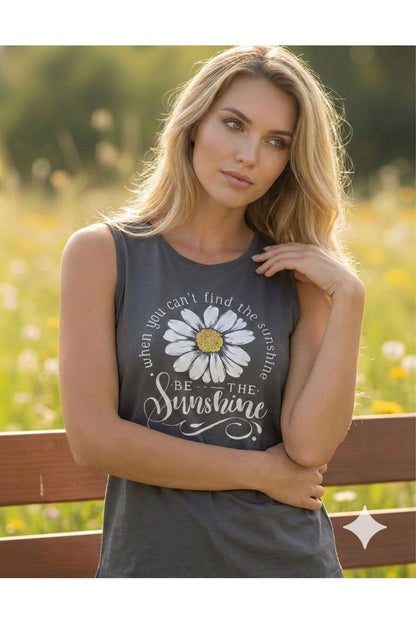 BE THE SUNSHİNE Baskılı Kadın Omuzu Açık Askılı Atlet T-shirt
