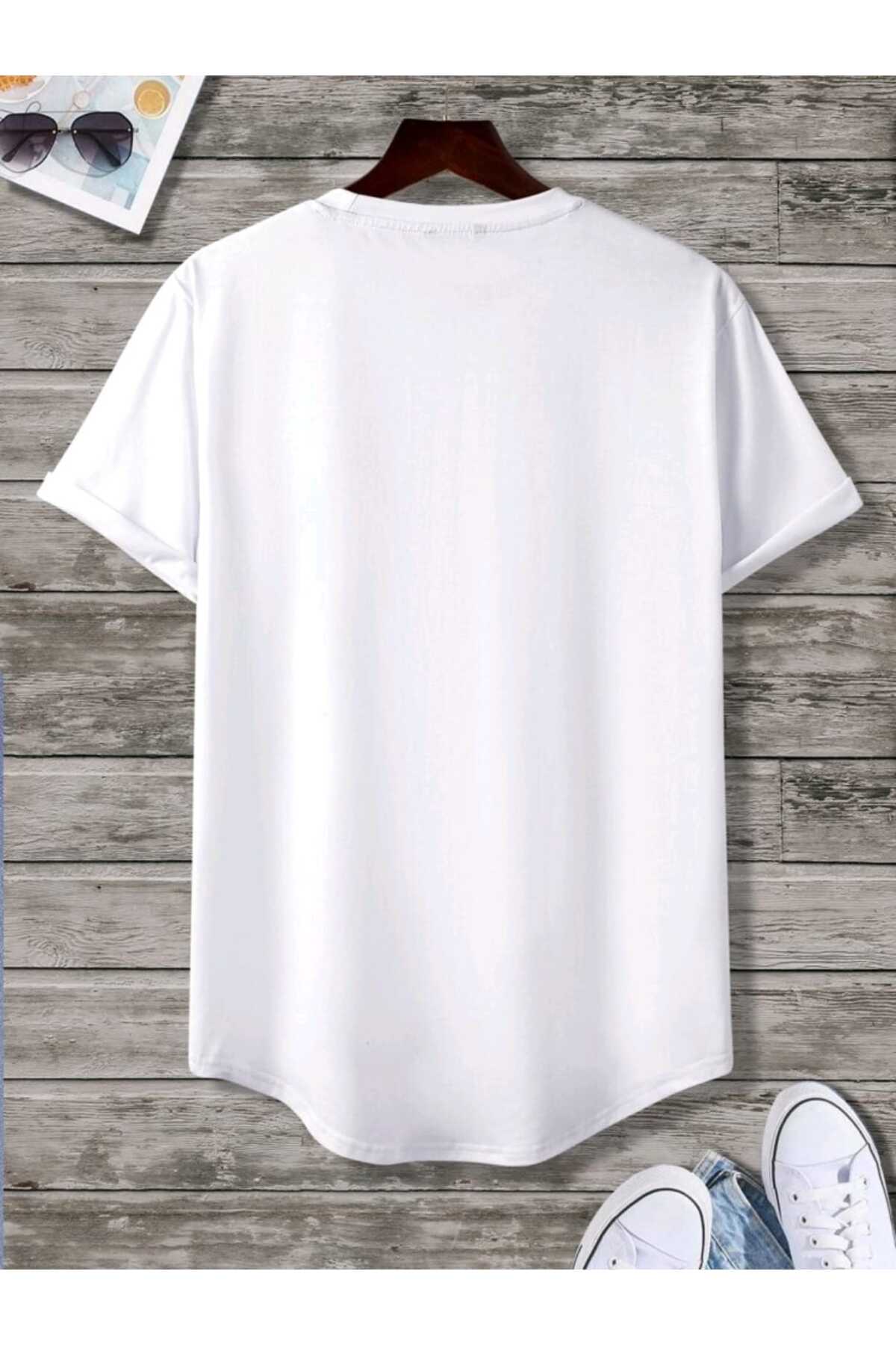 Düz Baskısız Oval Etek Pamuklu Yazlık Unisex Tshirt