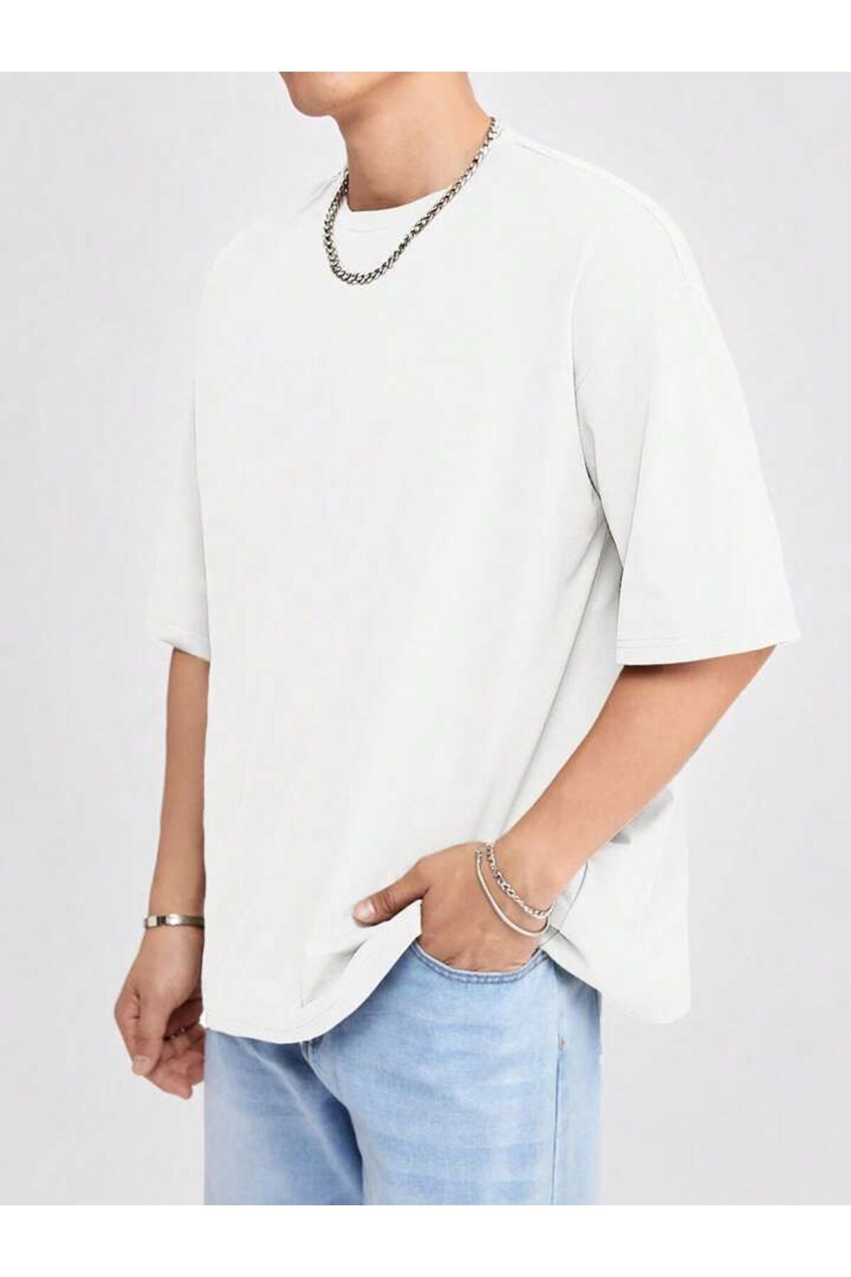 Erkek Giyim Rahat Kesim  Pamuklu Kısa Kol (Oversize) Tshirt