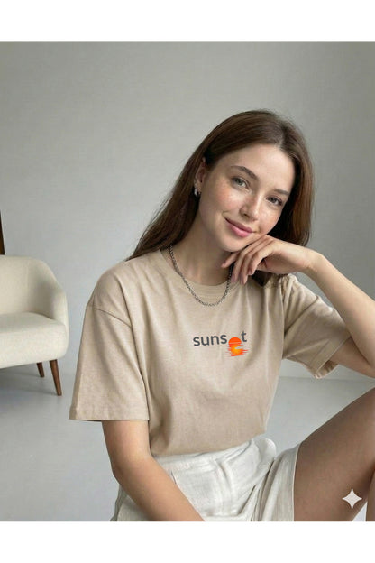 SUNSET Baskılı Kadın Regular Kalıp T-Shirt