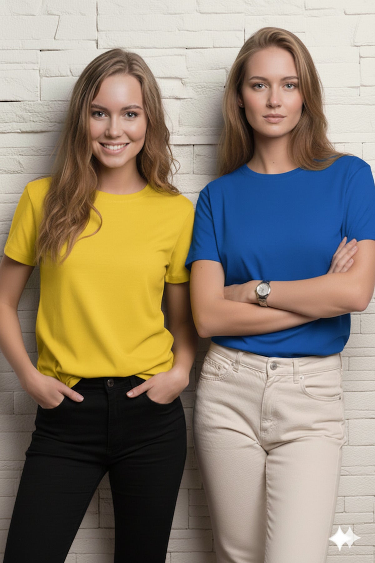 2'li Paket Kadın Regular Kalıp Pamuklu Bisiklet Yaka Basic T-Shirt