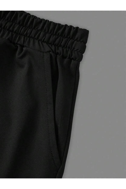 Erkek Siyah CALİFORNİA Baskılı Oversize T-shirt Şort TAKIMI