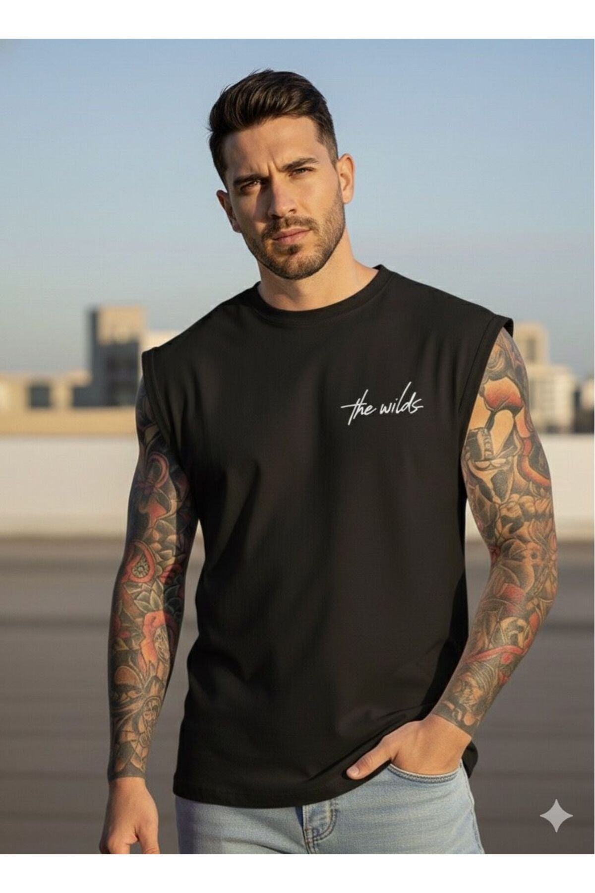 THE WILDS Baskılı Erkek Sıfır Kol Sporcu Kolsuz Tshirt