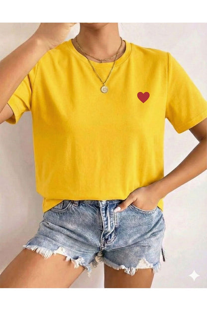 Kalp Baskılı Kadın Tshirt