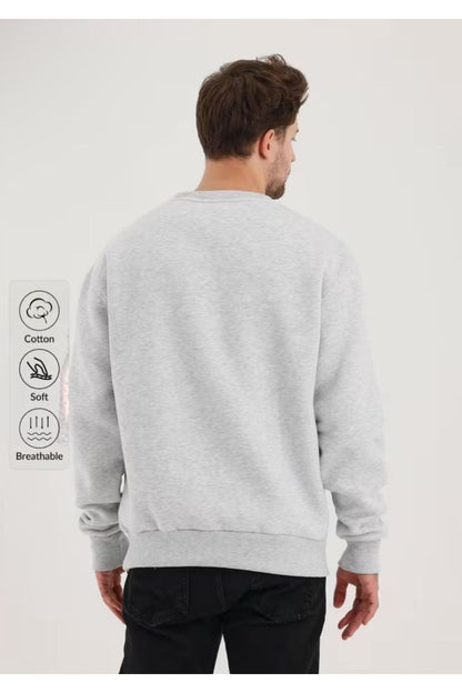 ERKEK DÜZ BASİC BİSİKLET YAKA SWEATSHİRT