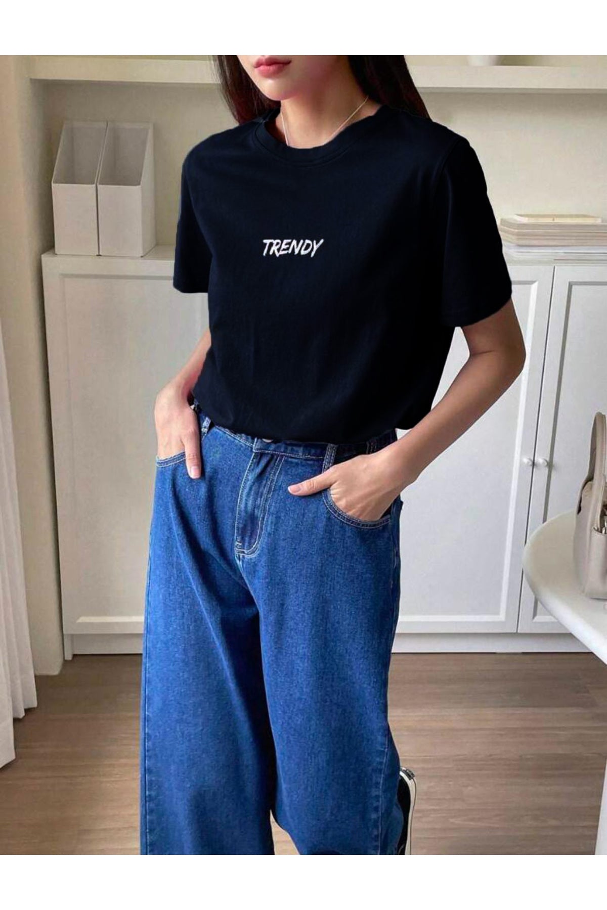 TRENDY Baskılı Oversize Geniş Kalıp Pamuklu T-shirt Unisex