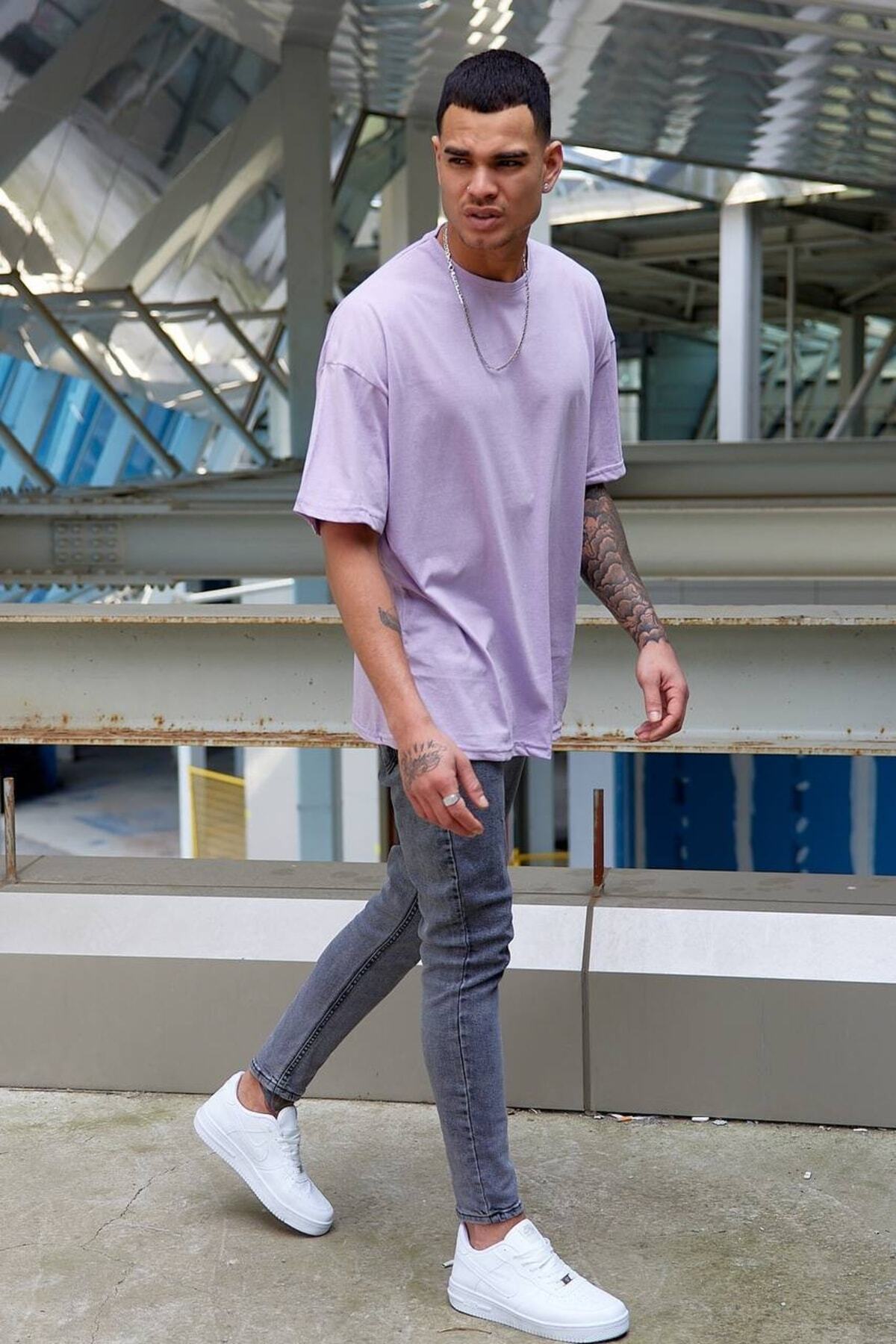 Oversize Düz Baskısız Spor Tshirt