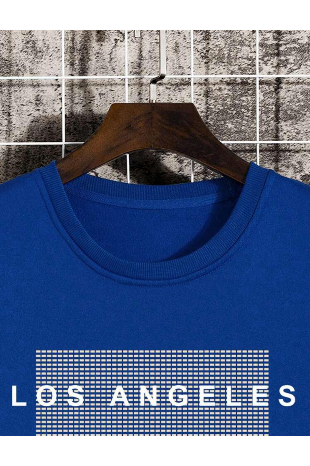 Los Angeles California Baskılı Bisiklet Yaka Pamuklu Sweatshirt