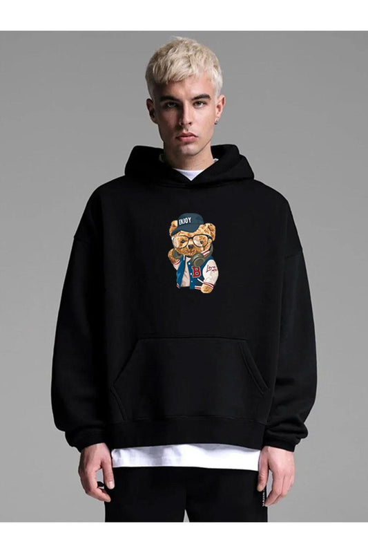Baskılı Siyah Normal Kalıp Sweatshirt Teddy Cool