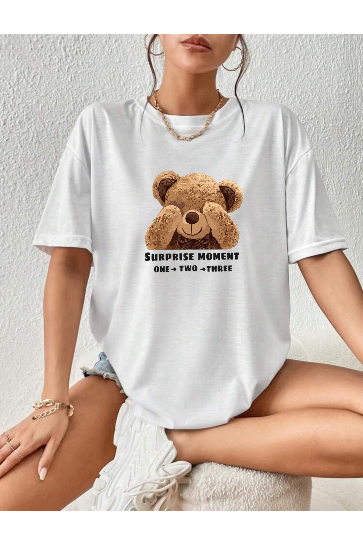 Ayıcık Baskılı T-shirt (Surprise Moment)