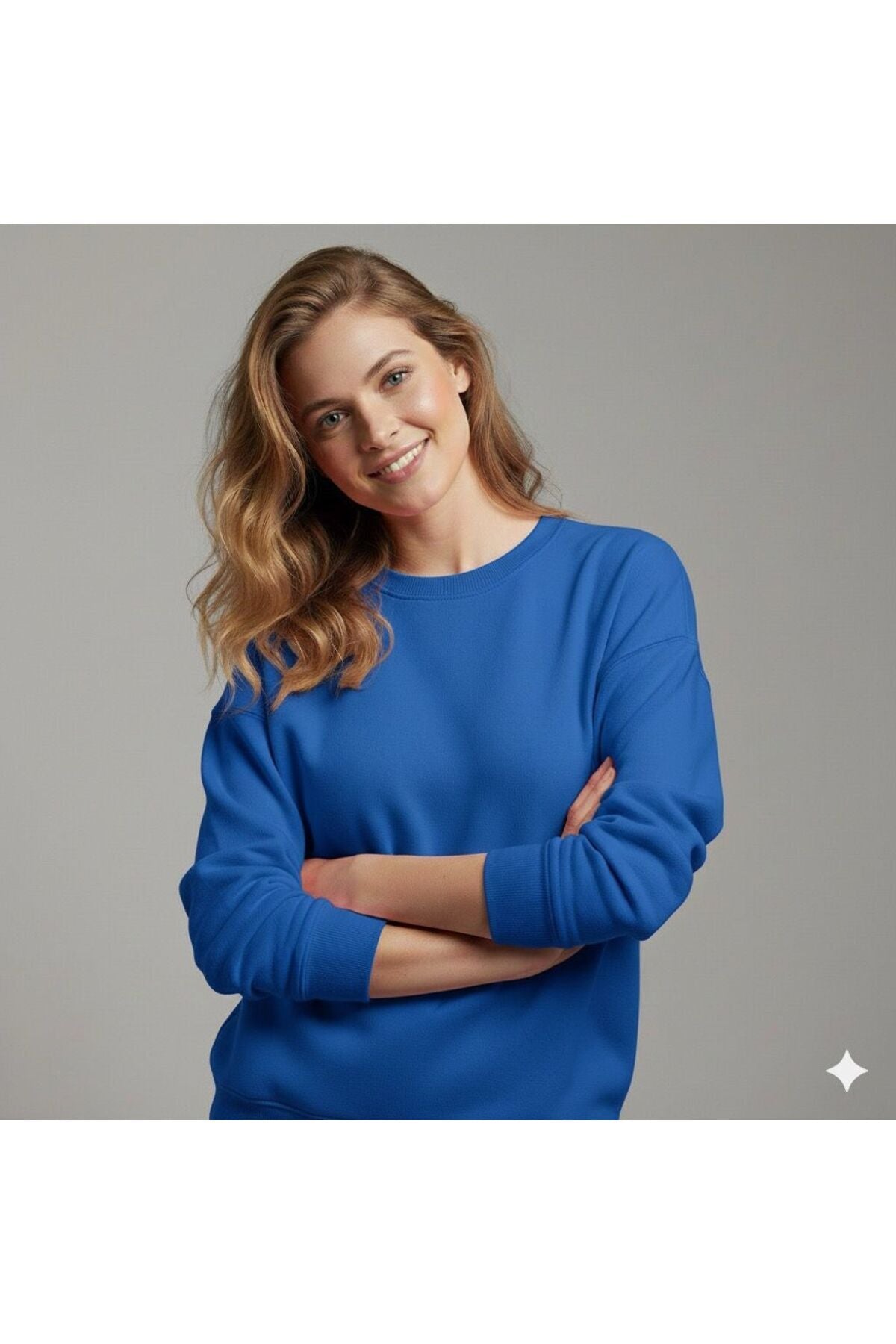 Basic Bisiklet Yaka Kadın Sweatshirt