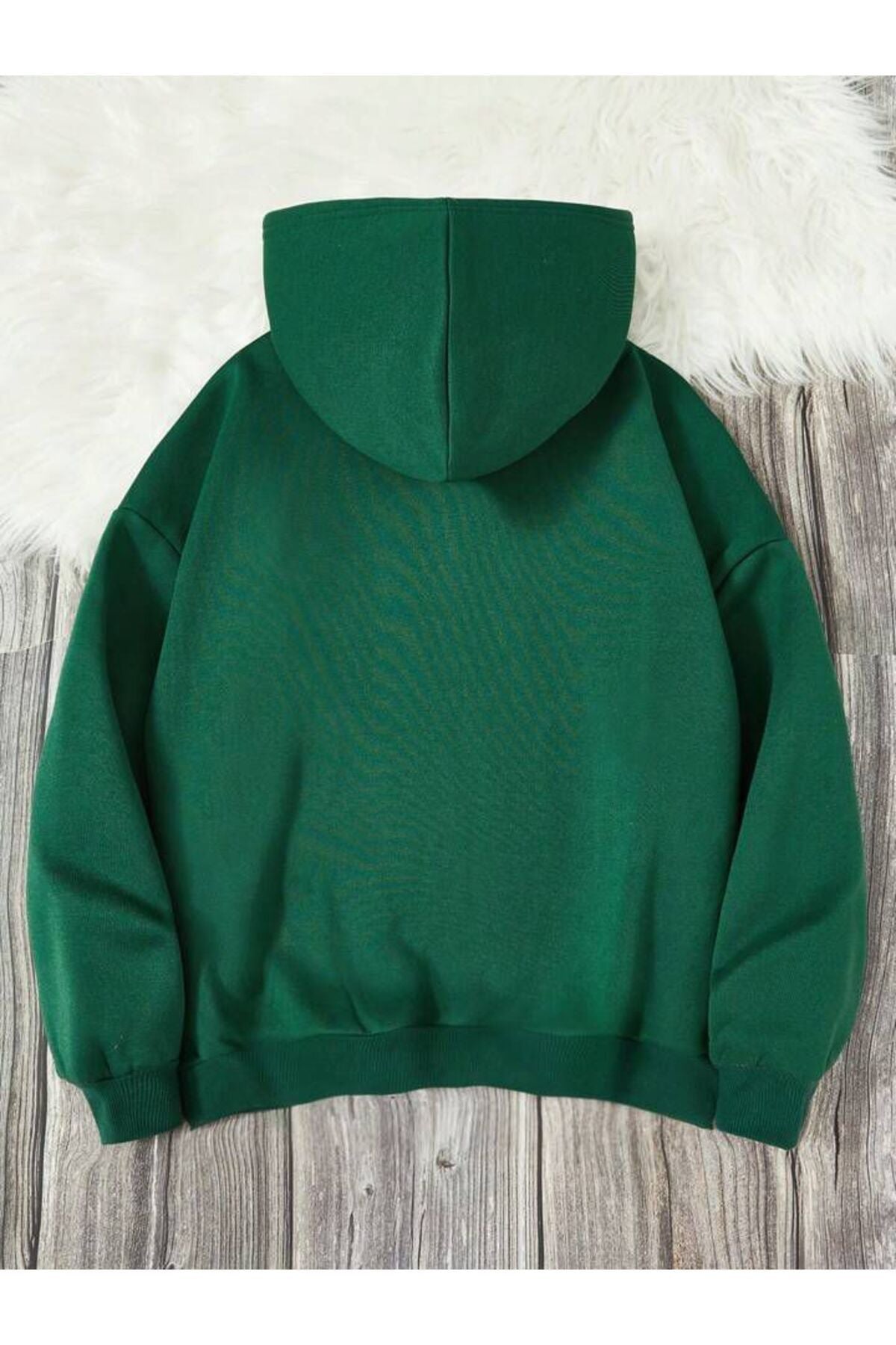 Cep Çiçek Baskılı Kapşonlu Sweatshirt Oversize Geniş Kalıp