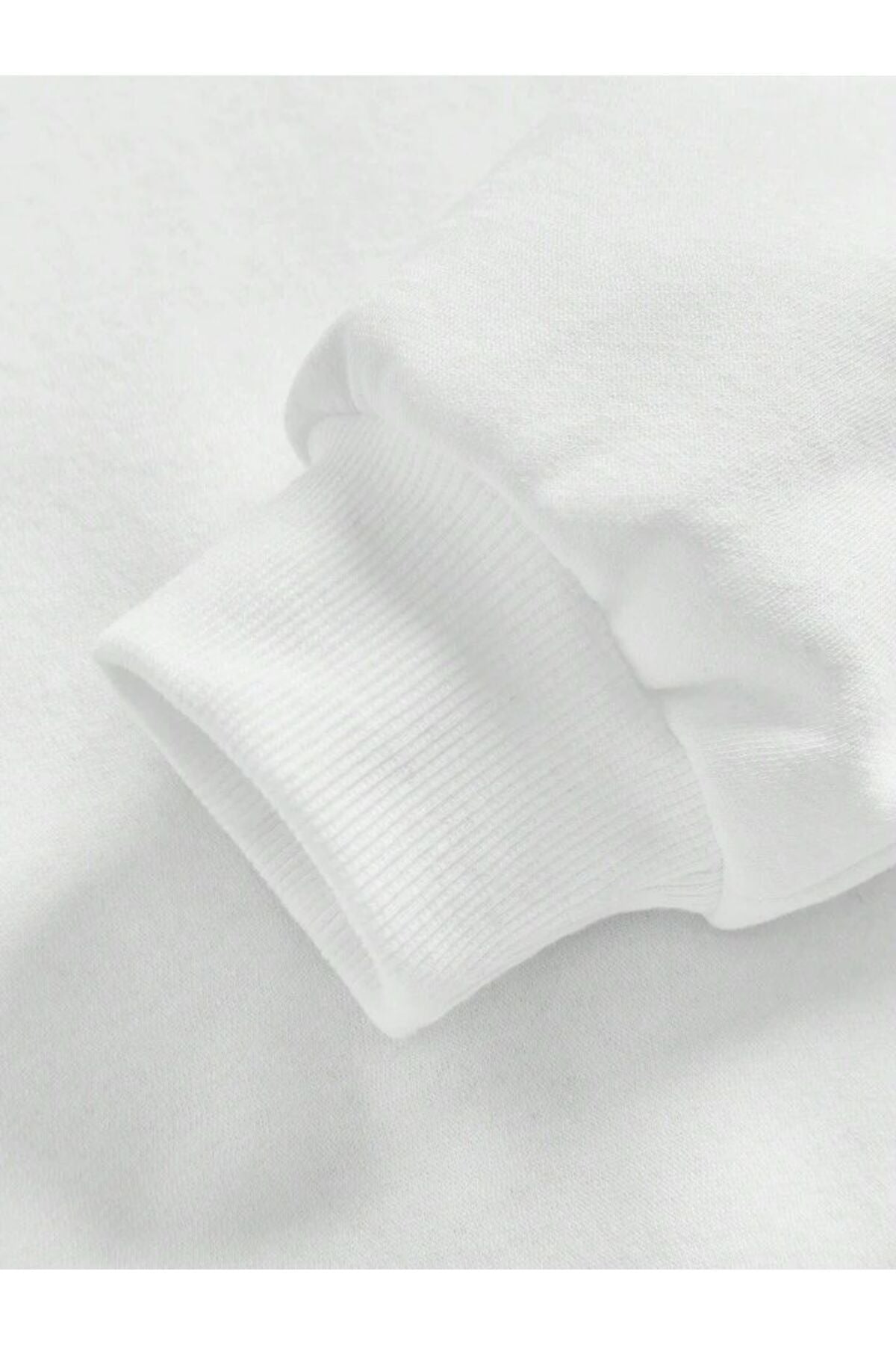 Cep Çiçek Baskılı Kapşonlu Sweatshirt Oversize Geniş Kalıp
