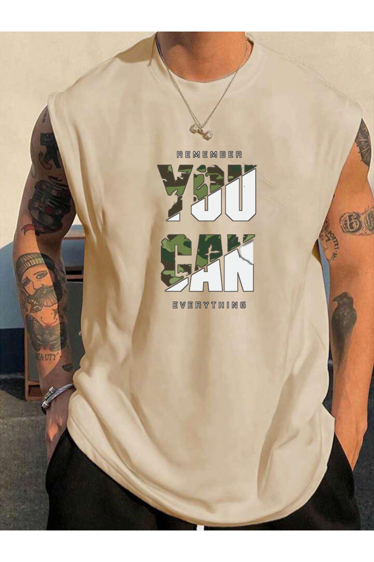 REMEMBER YOU CAN Sıfır Kol Erkek GYM Giyim