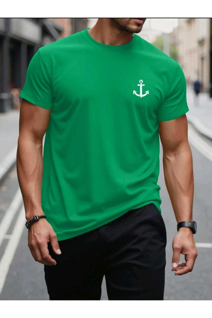 Çapa Baskılı Erkek Yazlık T-shirt