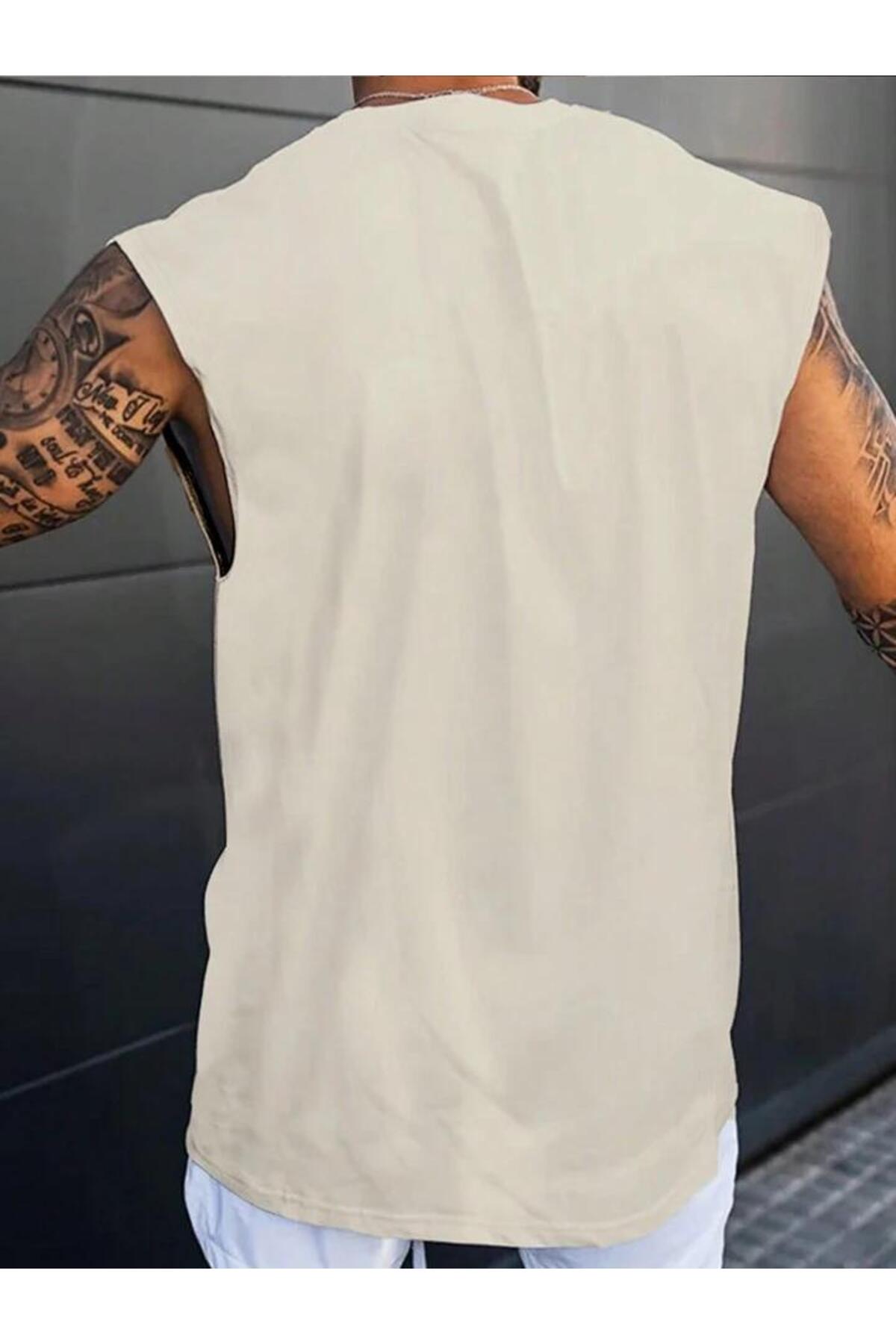 Perseverance Baskılı Kolsuz tshirt  Erkek Sıfır Kol Giyim Spor Giyim Oversize T-SHİRT