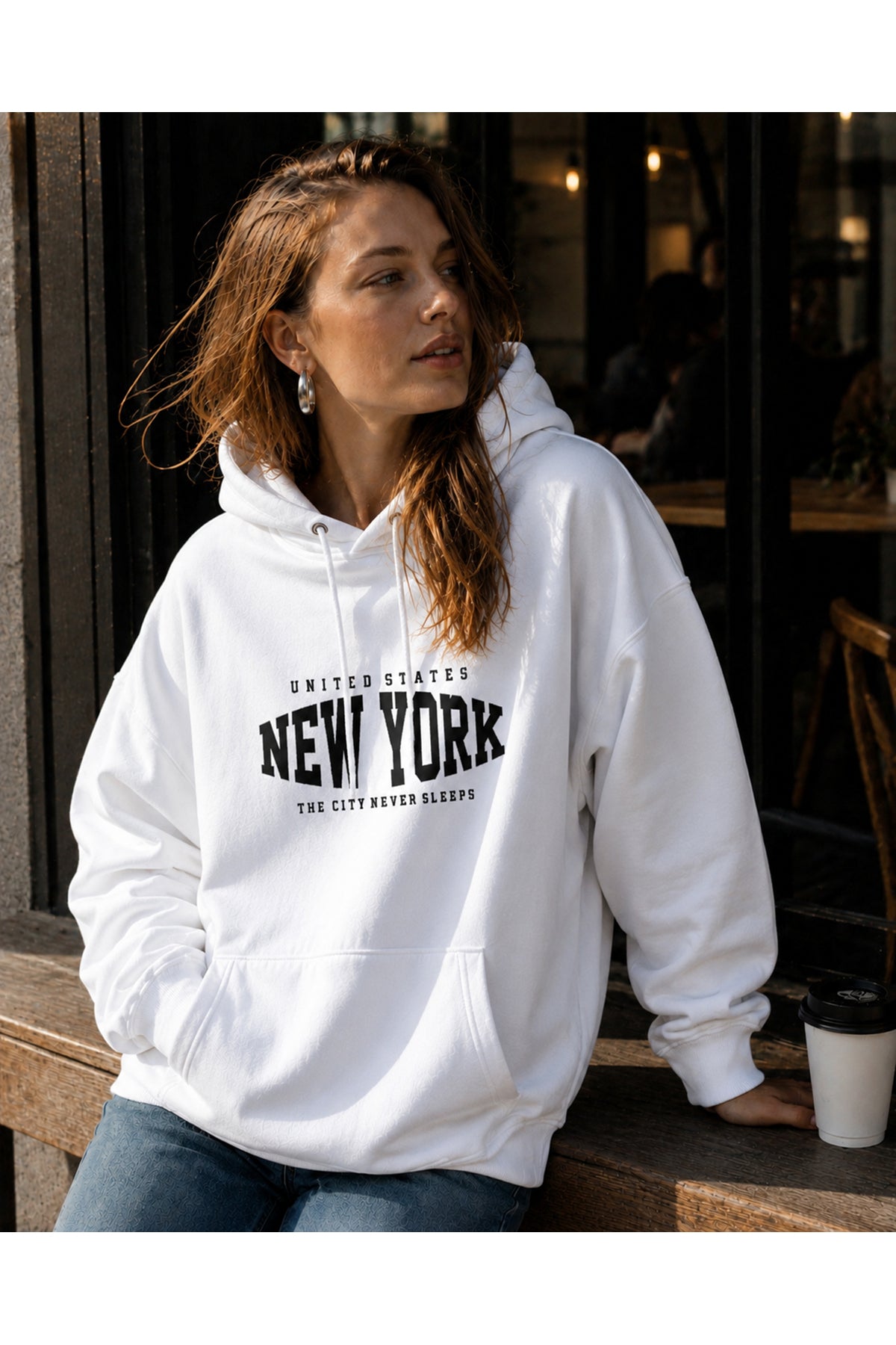 NEW YORK The City Never Sleeps (Kapşonlu 3 İplik Sweatshirt) Unisex
