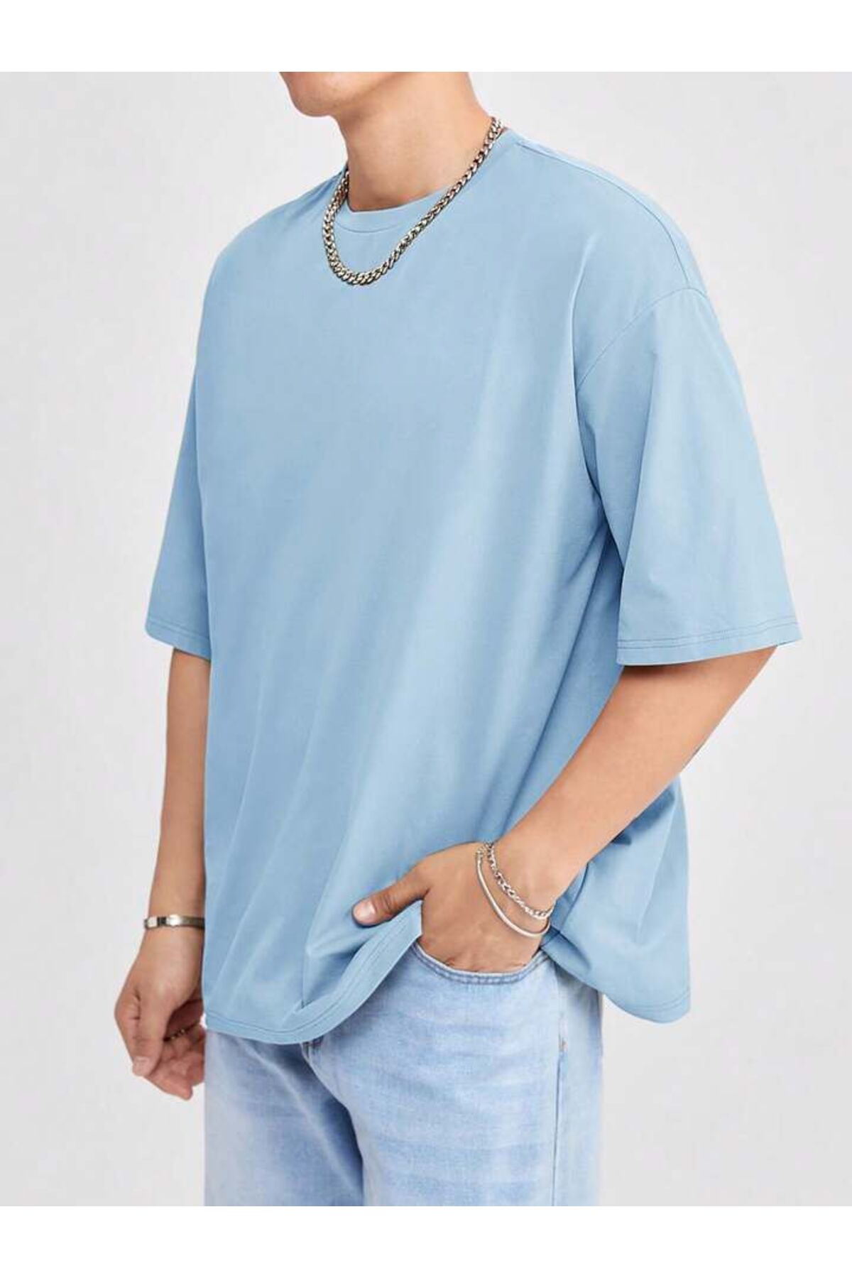 Erkek Giyim Rahat Kesim  Pamuklu Kısa Kol (Oversize) Tshirt