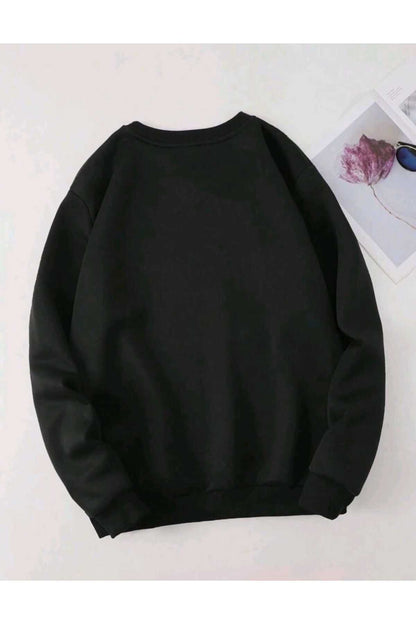 Sevimli Ayı Baskılı Bisiklet Yaka Oversize Pamuklu Sweatshirt ( GENİŞ KALIP )