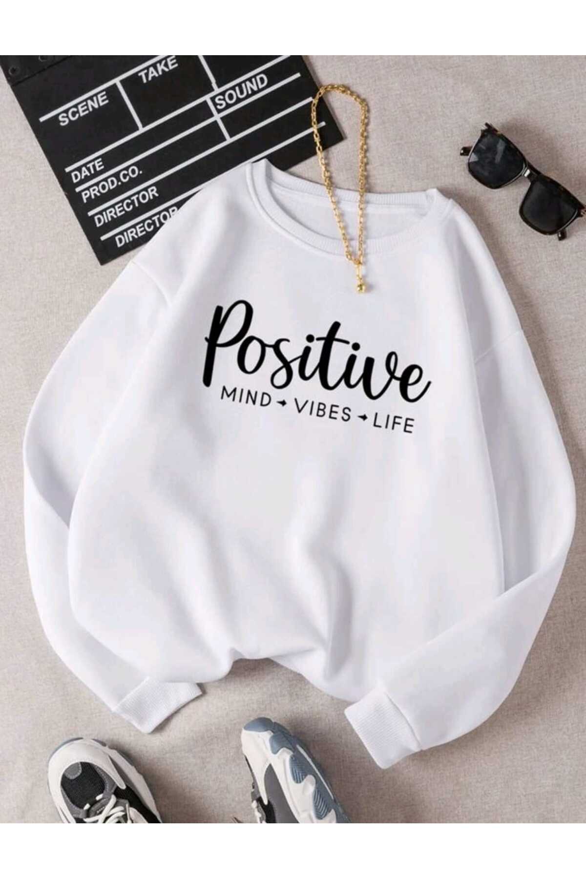 Positive Baskılı Bisiklet Yaka ( SOFT ) Sweatshirt