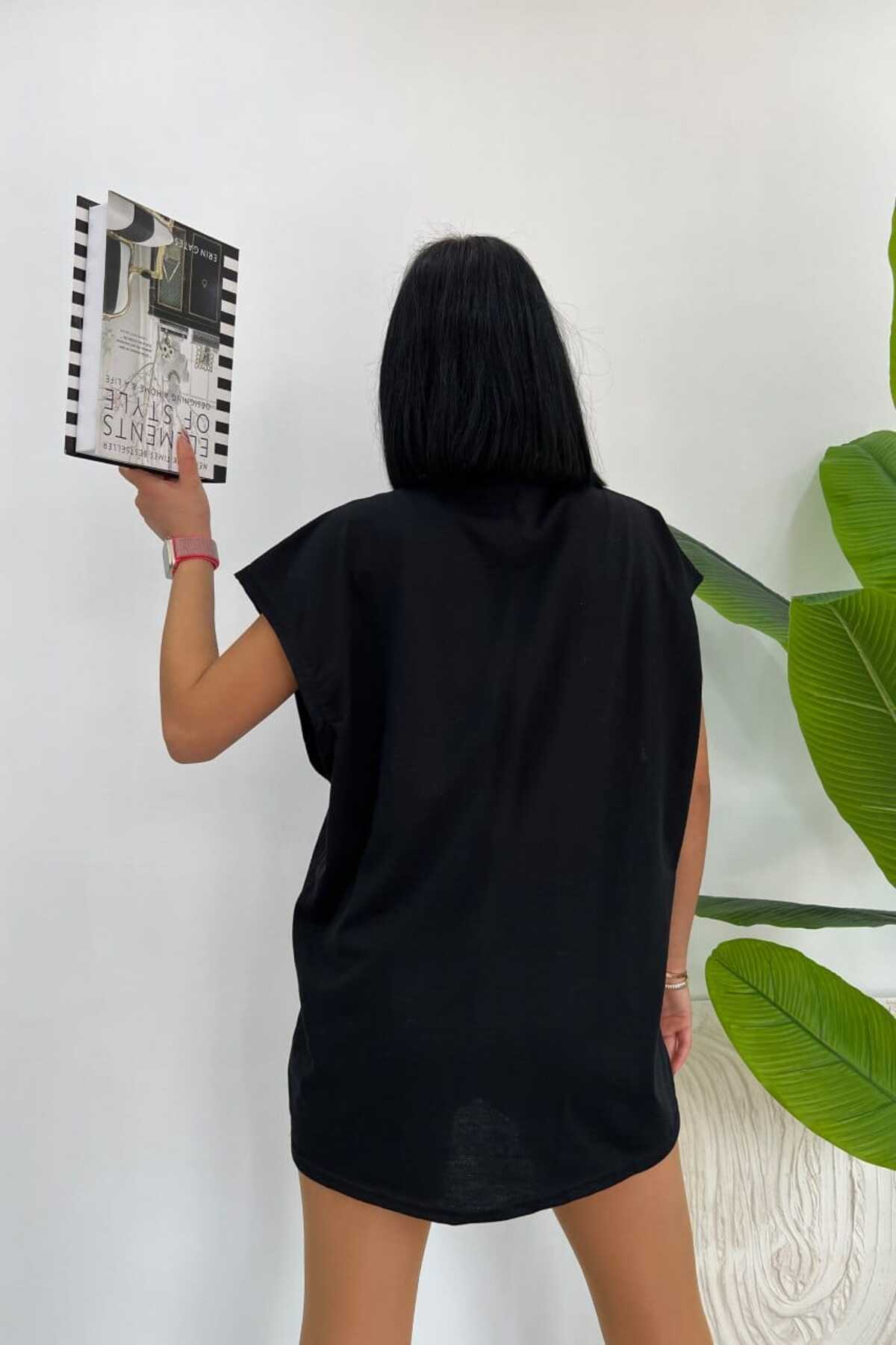 Düz Giy Çık Kadın Kolsuz Sıfır Kol Trend T-Shirt