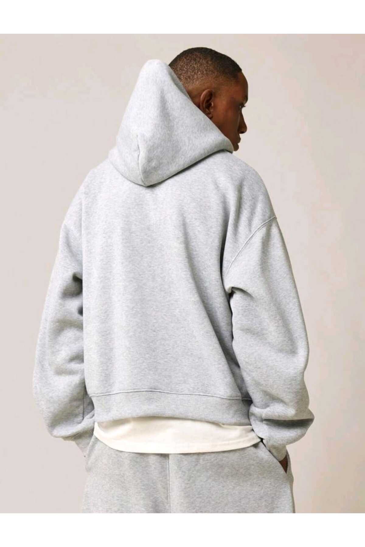 Basic Baskısız Pamuklu Oversize Kapüşonlu