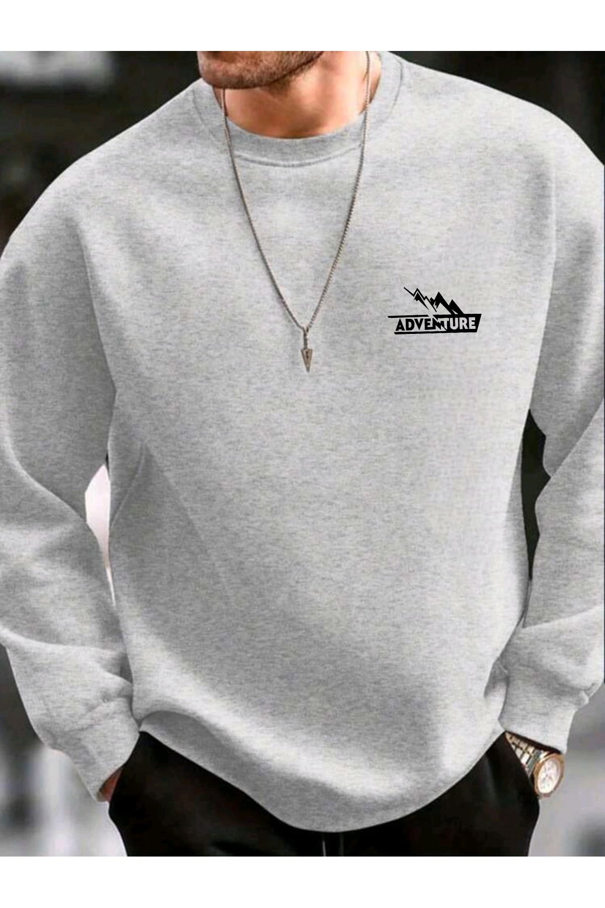 ADVENTURE Erkek Pamuklu Bisiklet Yaka Sweatshirt
