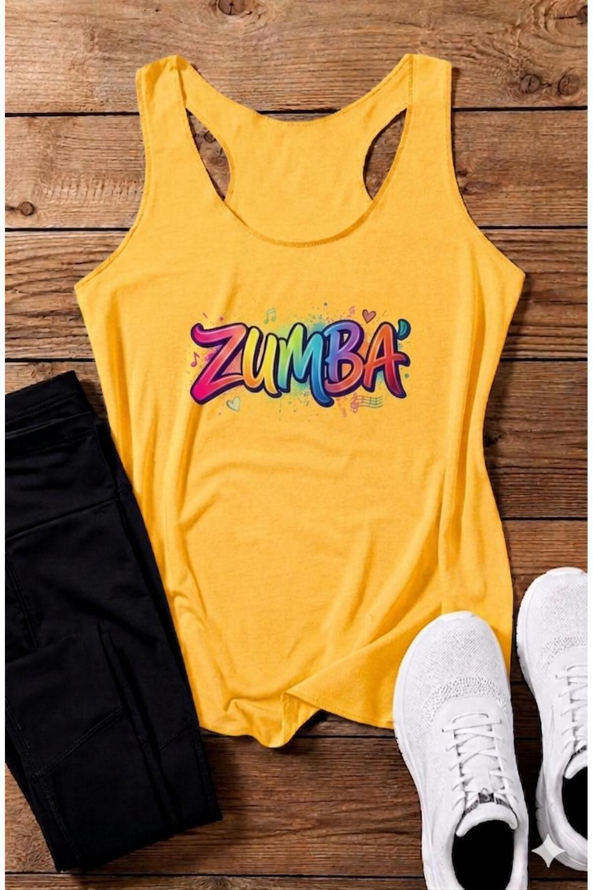 ZUMBA Baskılı YÜZÜCÜ Model Kadın Askılı Tshirt