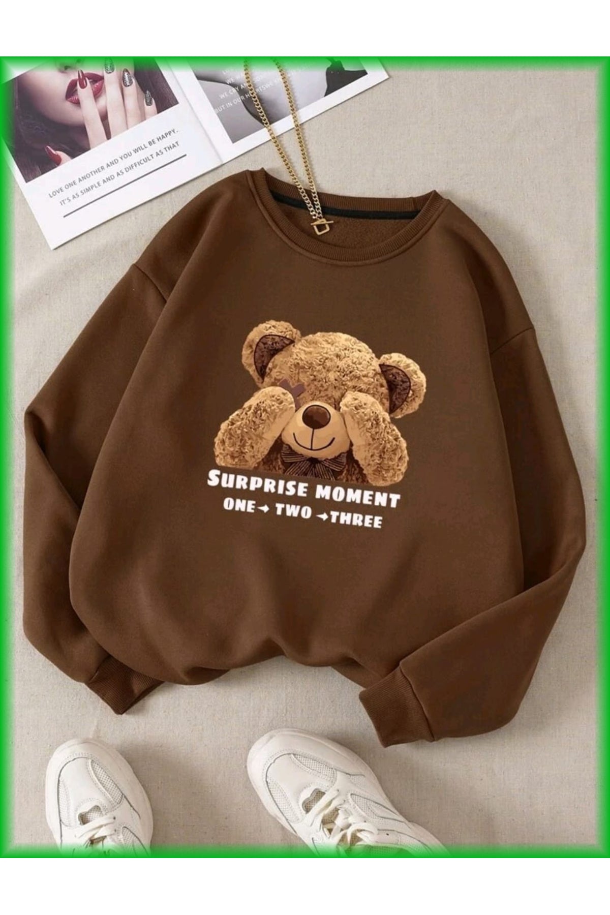 Moment Baskılı Bisiklet Yaka Sweatshirt Serisi