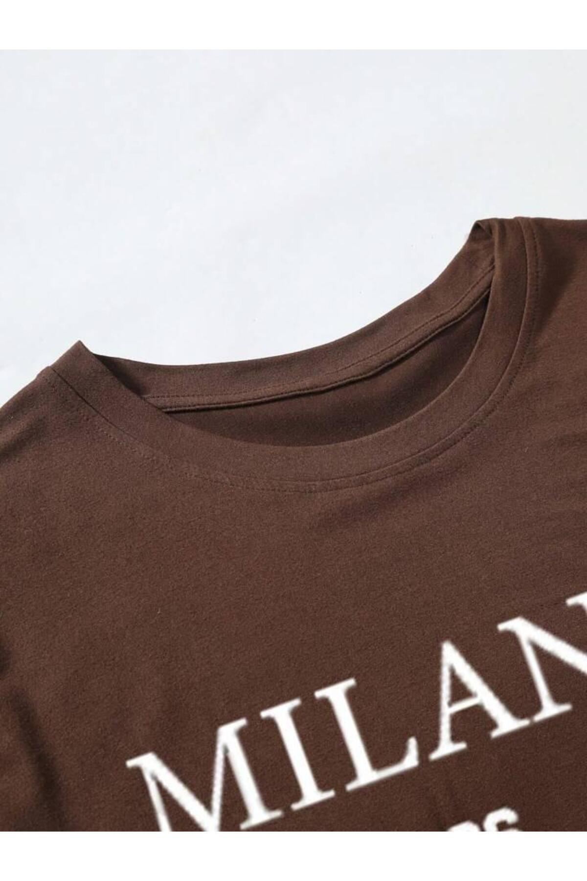 MILANO Baskılı Pamuklu Kısa Kol (Oversize) Tshirt
