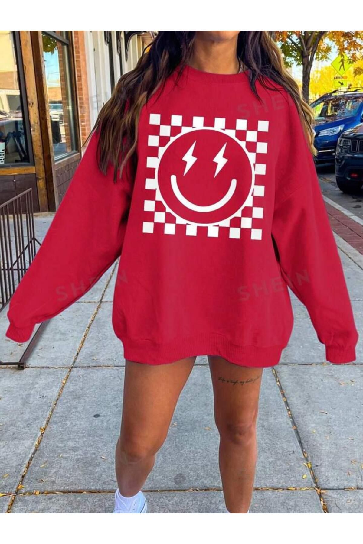 DAMALI SMİLE Baskılı Bisiklet Yaka OVERSIZE Sweatshirt