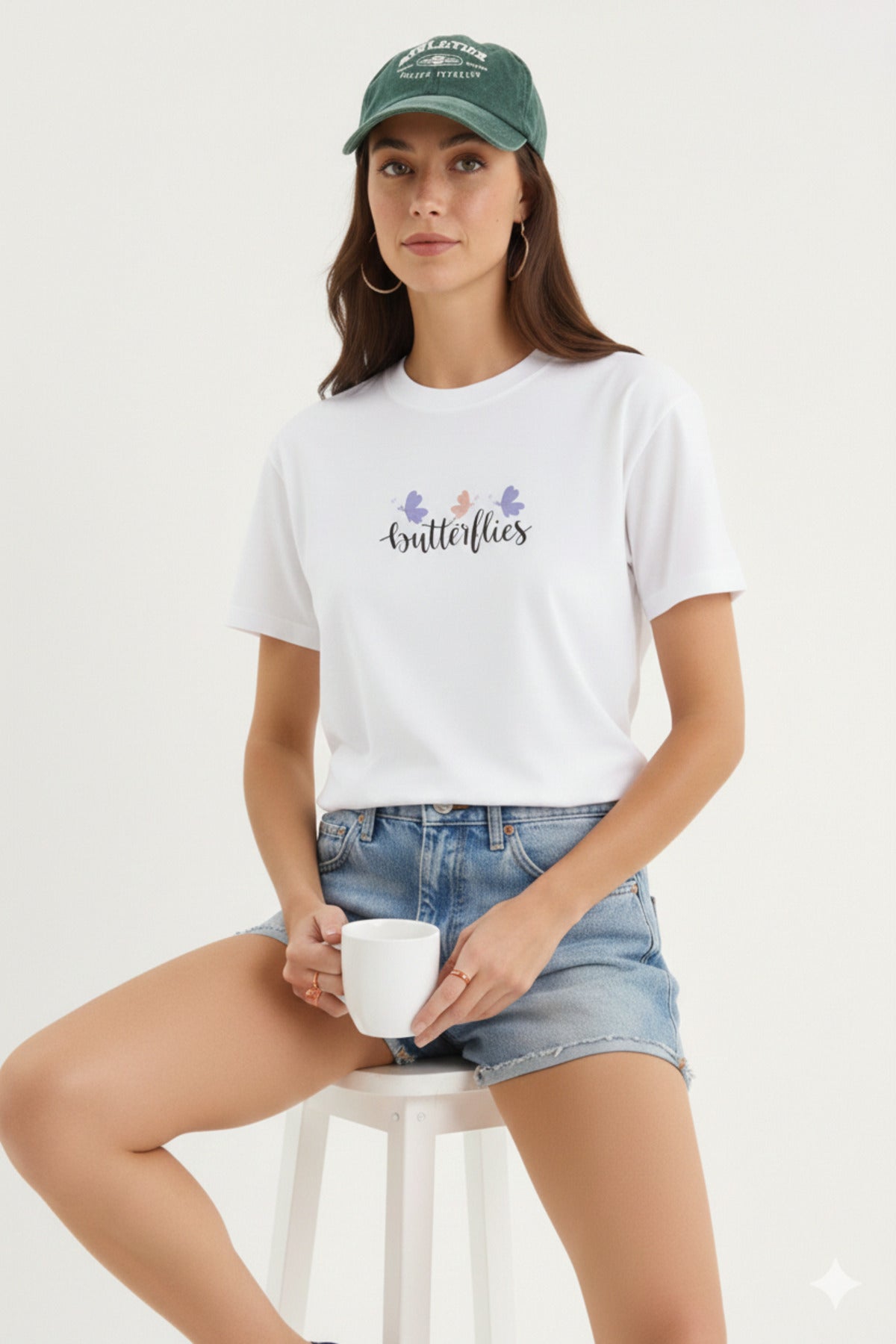 Butterflies Yeni Basklı Kadın T-Shirt