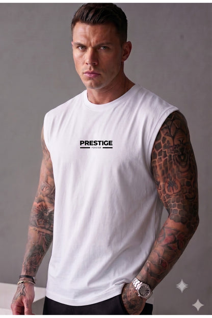 PRESTIGE Baskılı Erkek Sıfır Kol Sporcu Atlet T-shirt (Pamuk/Penye)