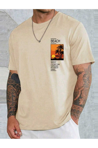Beach Baskılı Erkek T-shirt