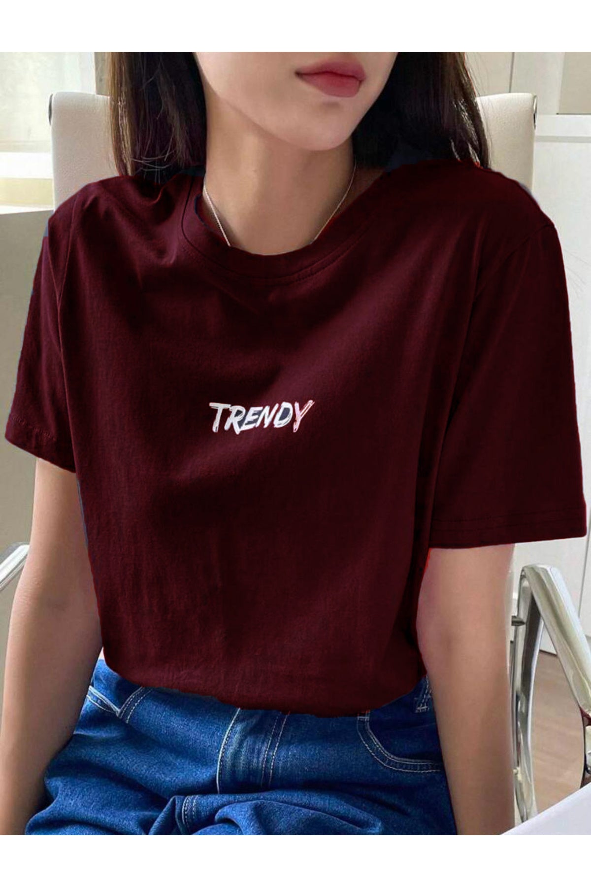 TRENDY Baskılı Oversize Geniş Kalıp Pamuklu T-shirt Unisex