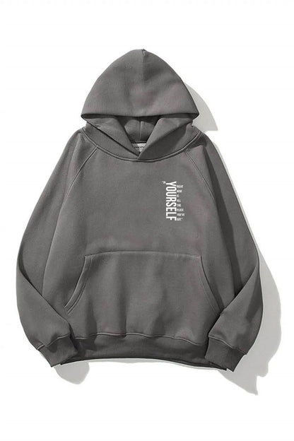 YOURSELF Baskılı Oversize Kapşonlu HOODİE Sweatshirt