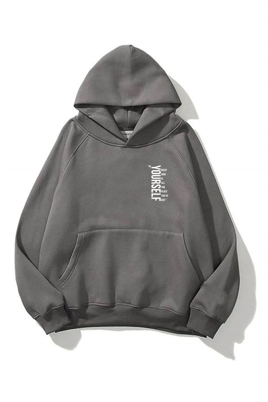 YOURSELF Baskılı Oversize Kapşonlu HOODİE Sweatshirt