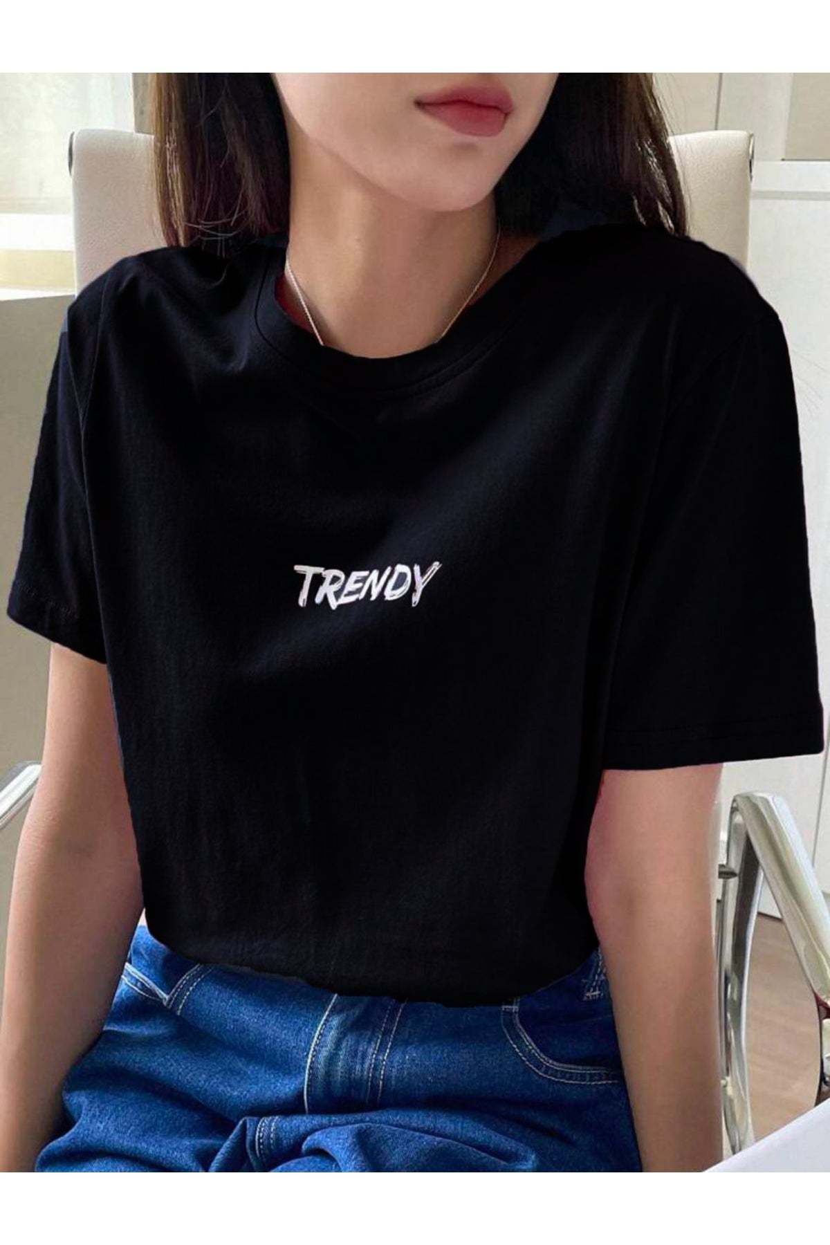 TRENDY Baskılı Oversize Geniş Kalıp Pamuklu T-shirt Unisex