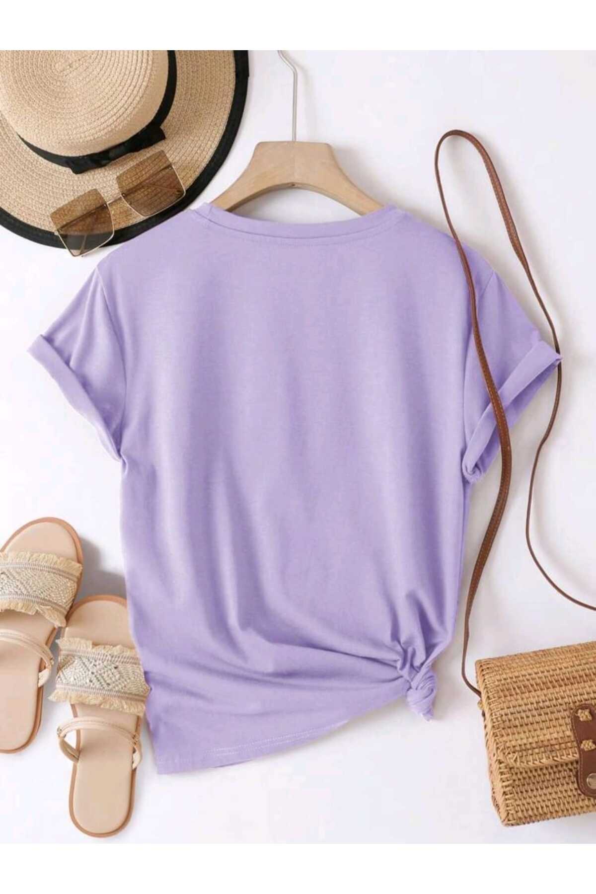 Ay Yıldız Papatya Baskılı UNISEX YAZLIK Pamuklu Kısa Kol Tshirt