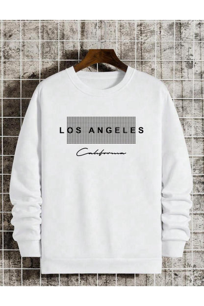 Los Angeles California Baskılı Bisiklet Yaka Pamuklu Sweatshirt