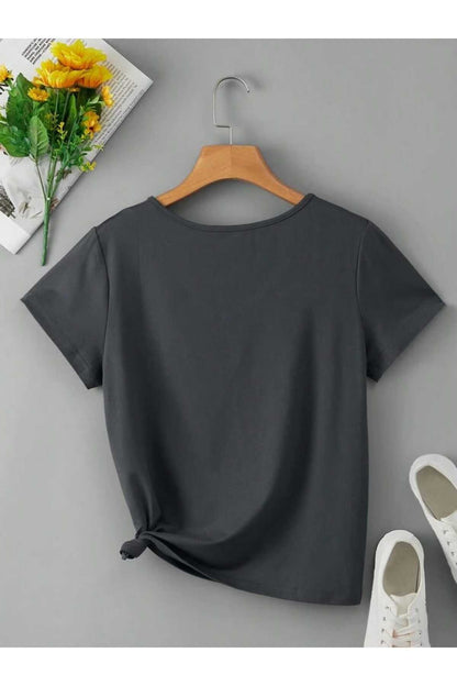 V Yaka (düz Desensiz) Basic Giy Çık Pamuklu Tshirt