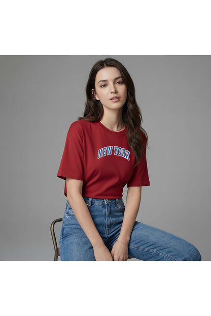 New York Kadın Pamuklu Regular Kalıp Tshirt