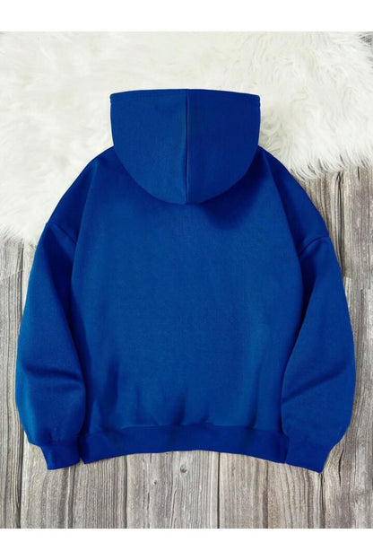 Basic Kapşonlu Sweatshirt Düz Baskısız Oversize ( Geniş Kalıp )