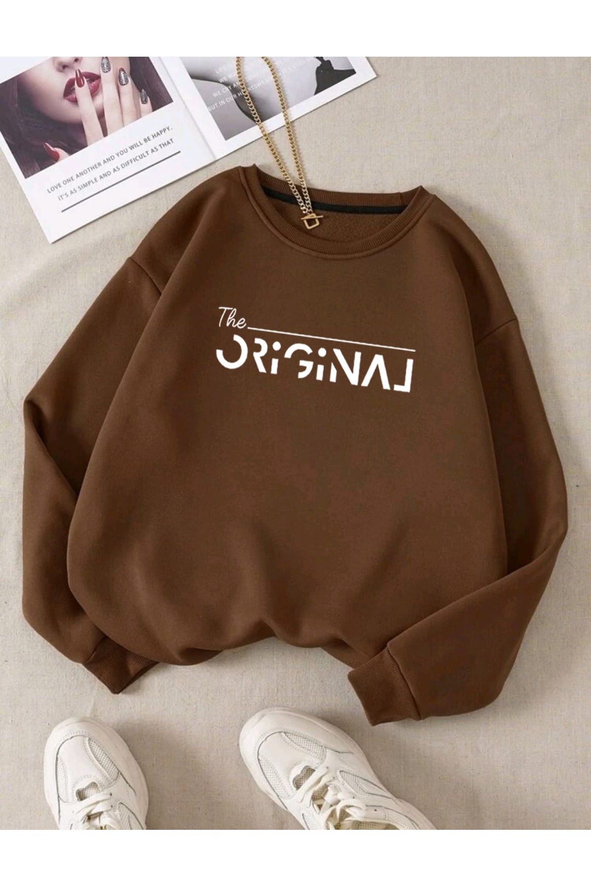 The Original Baskılı Bisiklet Yaka OVERSIZE Sweatshirt