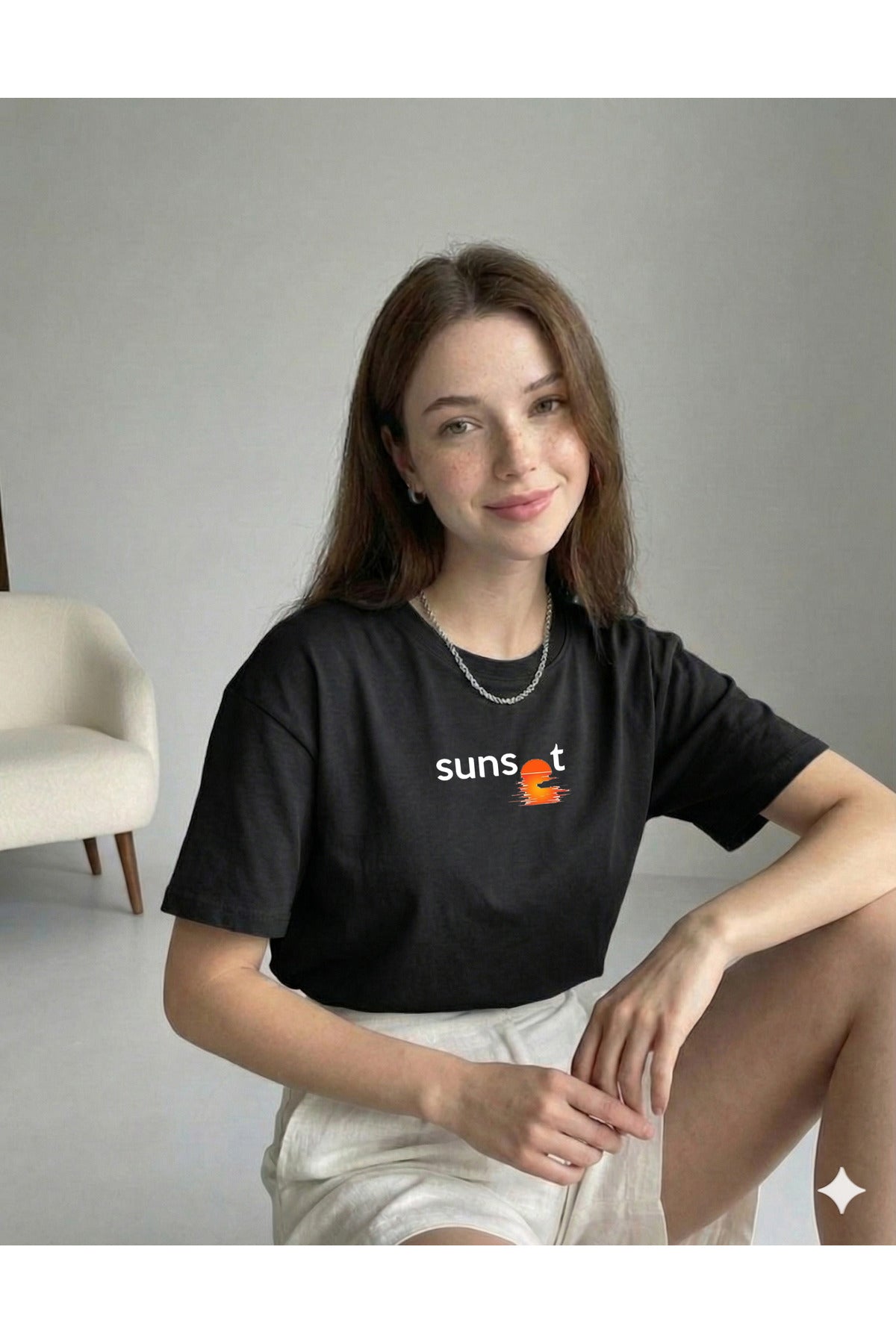 SUNSET Baskılı Kadın Regular Kalıp T-Shirt