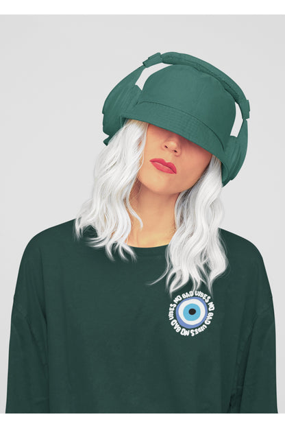 No Bad VIBES Oversize Geniş Kalıp Pamuklu T-shirt