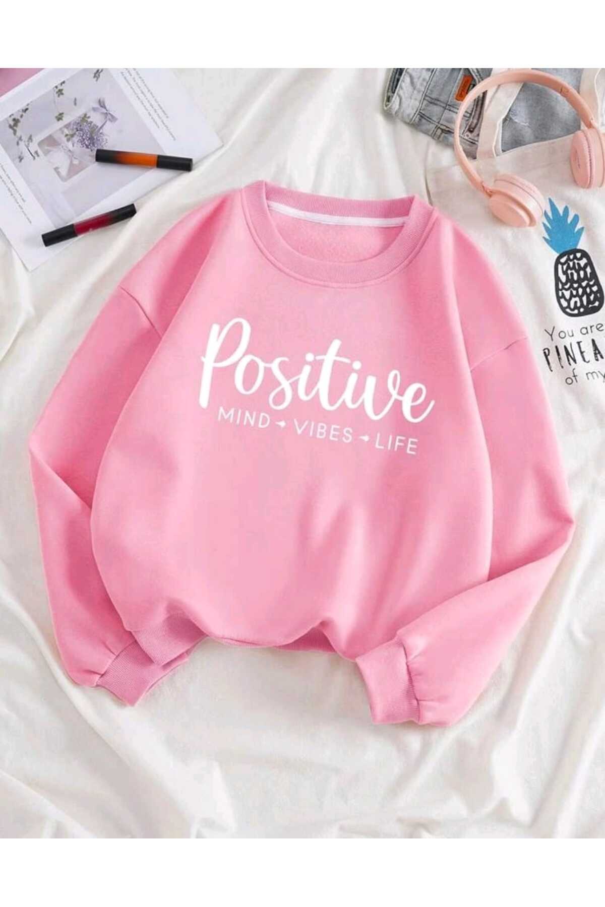 Positive Baskılı Bisiklet Yaka ( SOFT ) Sweatshirt