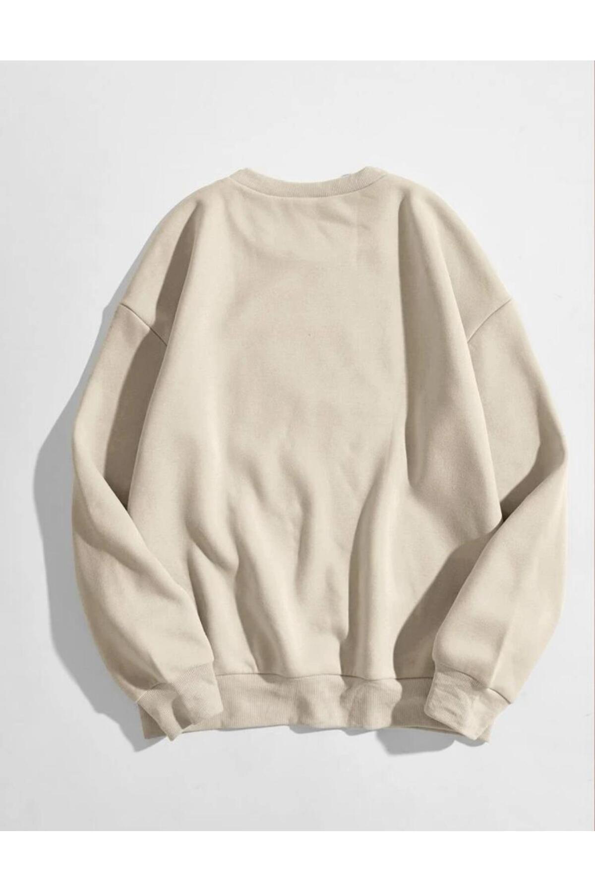 Sweatshirt Baskılı Bisiklet Yaka Unisex